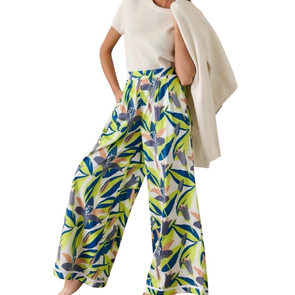 Prosperina Barrett Multi Floral Print Cotton Pants Sz L NWT - Picture 4 of 13